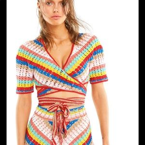 Rainbow crochet wrap top